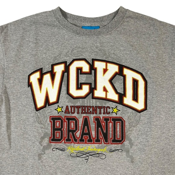 WCKD Brand T Shirt Gray Y2K Style Short Sleeve Graphic Size Medium - Picture 1 of 8